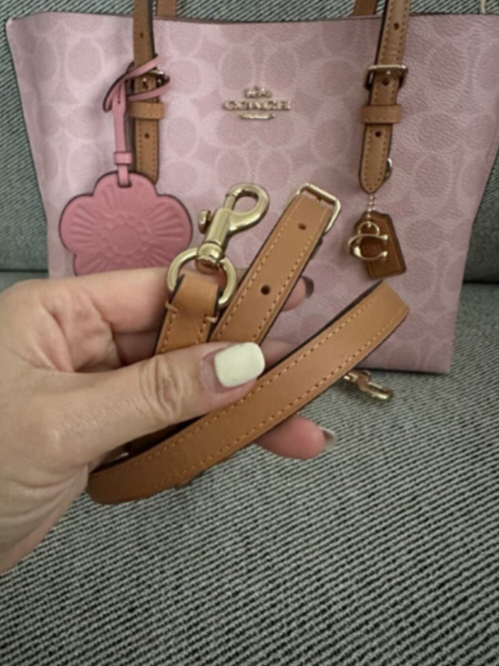 COACH Mollie Tote Bag 25 In Signature（CER24）Powder Pink - Picture 5 of 8
